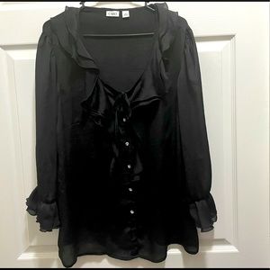 Black Silky Feel Dressy Blouse